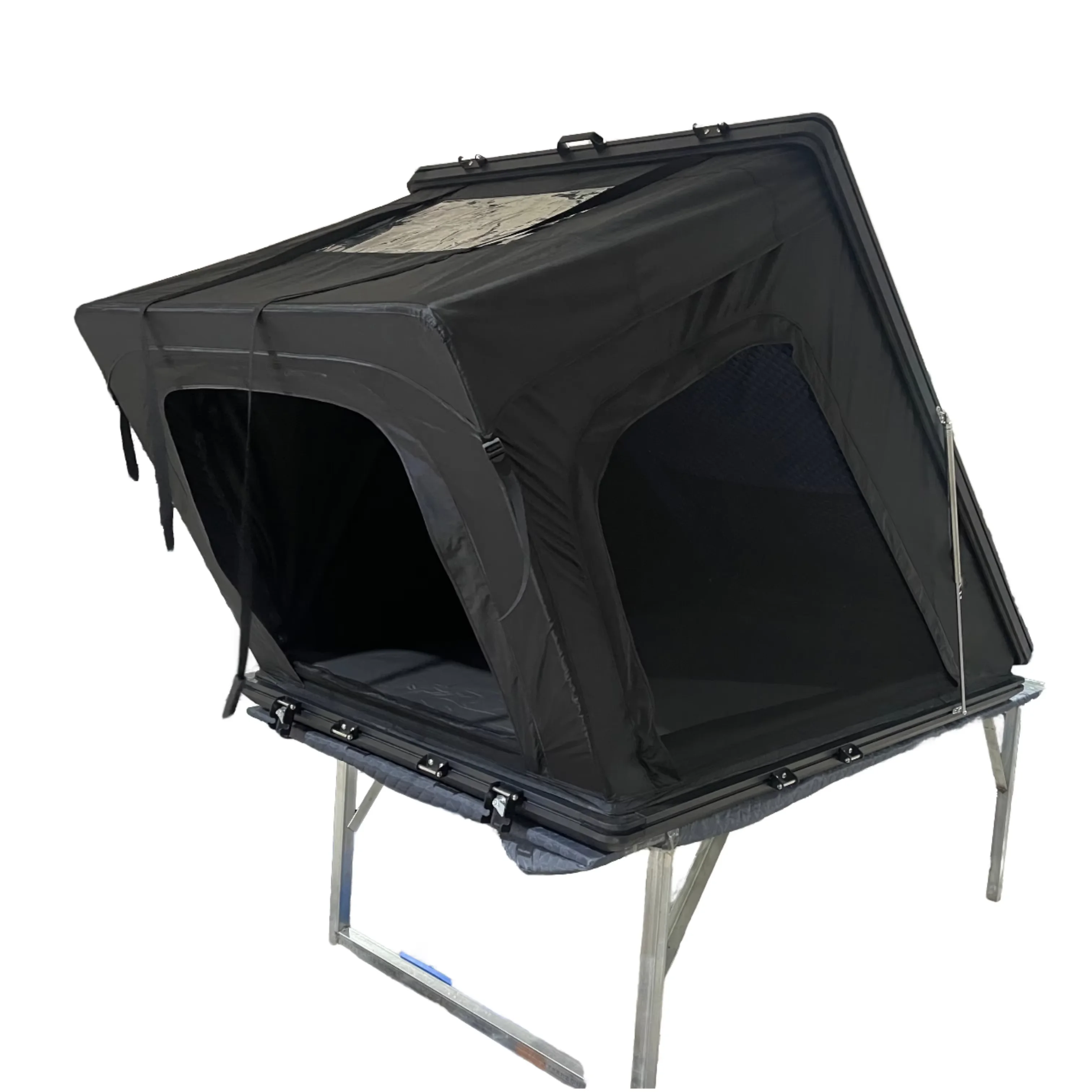 Factory Direct Outdoor Camping Gear Black Canvas Aluminum Tentbox Hard Shell Rooftop Tent Car Roof Tent