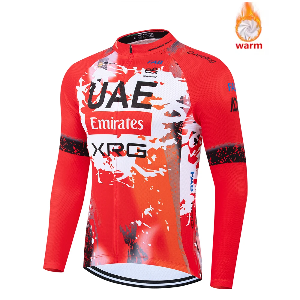 سترة رجالية لركوب الدراجات من الإمارات العربية المتحدة لعام 2025 مقاومة للرياح من الصوف برو سترات لركوب الدراجات بأكمام طويلة دافئة وناعمة ملابس للدراجة قابلة للتنفس