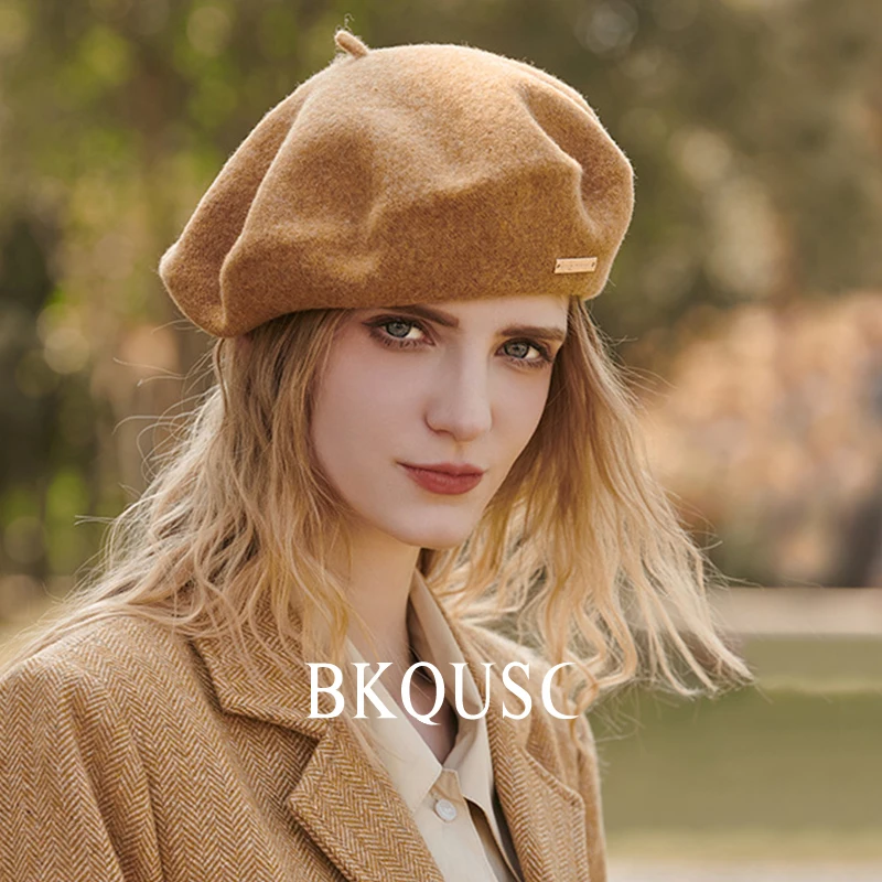 Women's Beret Wool Hat Autumn Winter Retro Temperament Elegant French Artist Woolen Painter Hat Ladies All-match Warm Beret Caps