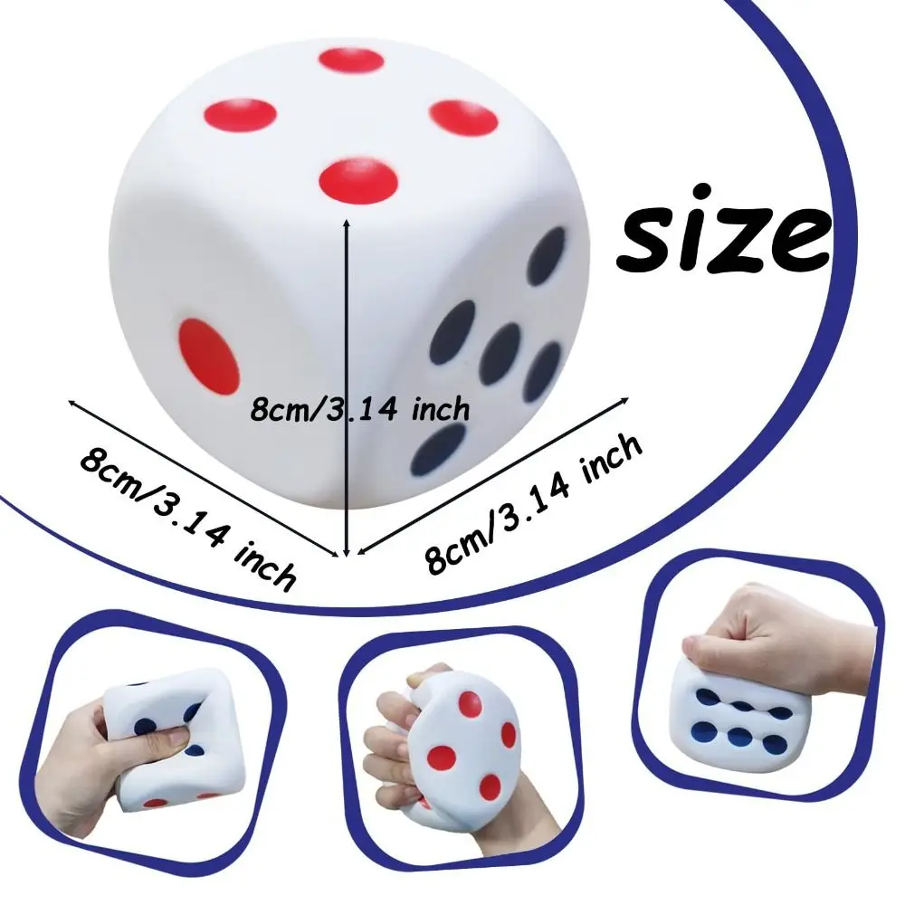 3.1 Inch Large Dice Stress Ball for Kids Board Game Foam Dice Squishies Toys To Get Your Lucky Numbers Relief Relax Toys