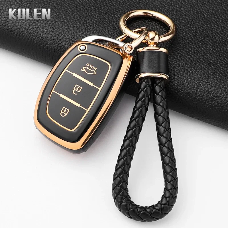 Fashion TPU Car Key Case Cover For Hyundai Tucson Santa Fe Rena Sonata Elantra Creta Ix35 Ix45 I10 I30 I40 Protected Shell Fob view 3