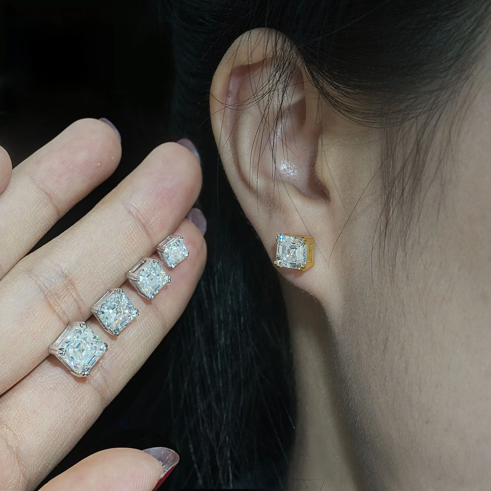 

Серьги-гвоздики с муассанитом для женщин, роскошные мужские серьги-гвоздики с муассанитом, женские серьги с муассанитом цвета D