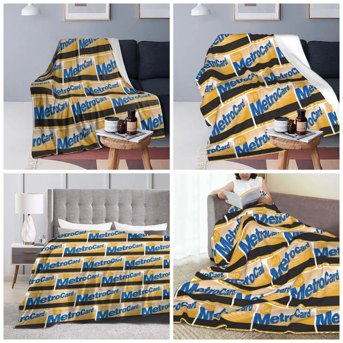 NYC MetroCard Subway Ticket Blankets Soft Warm Flannel Throw Blanket Bedding for Bed Travel Home Couch