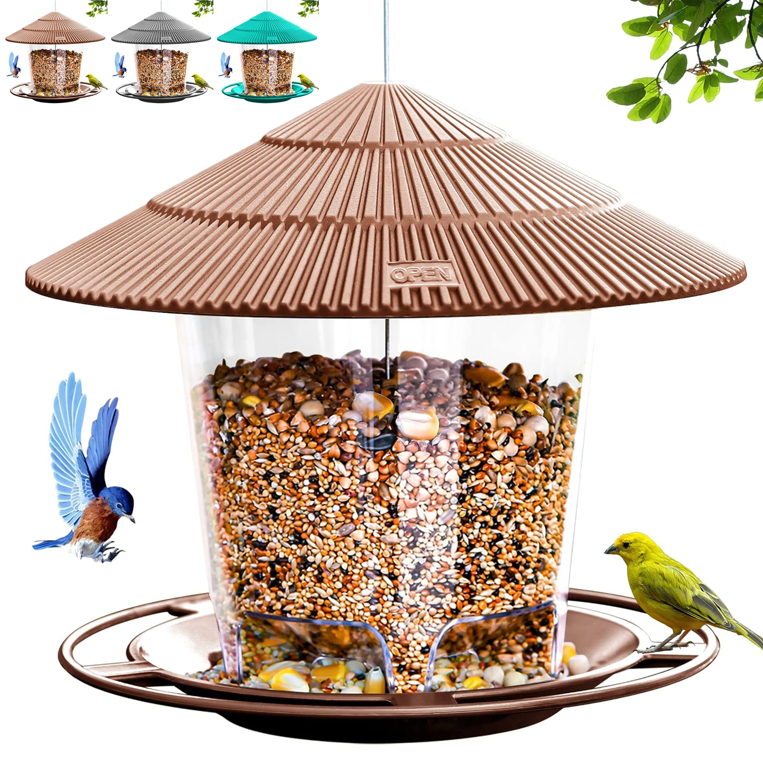 Bird Feeder Automatic Foot Feeding Tool Outdoor Bird Feeder Hanging Nut Feeding Multiple Hole Dispenser Holder Food Container