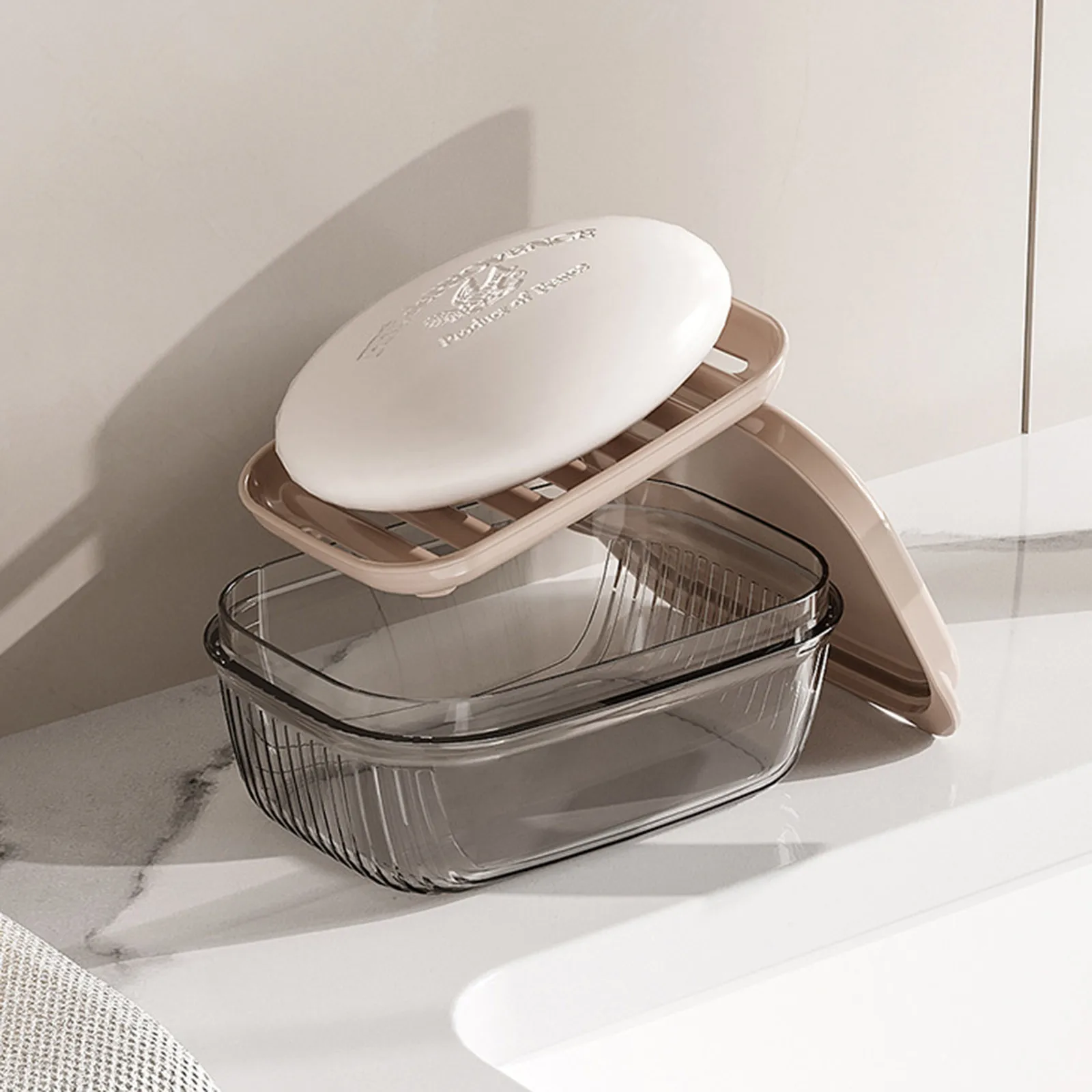 Flip Top Soap Dish With Lid Portable Transparent Double Layer Plastic Soap Dish Bathroom Drain Soap Dish Bathroom Accessories
