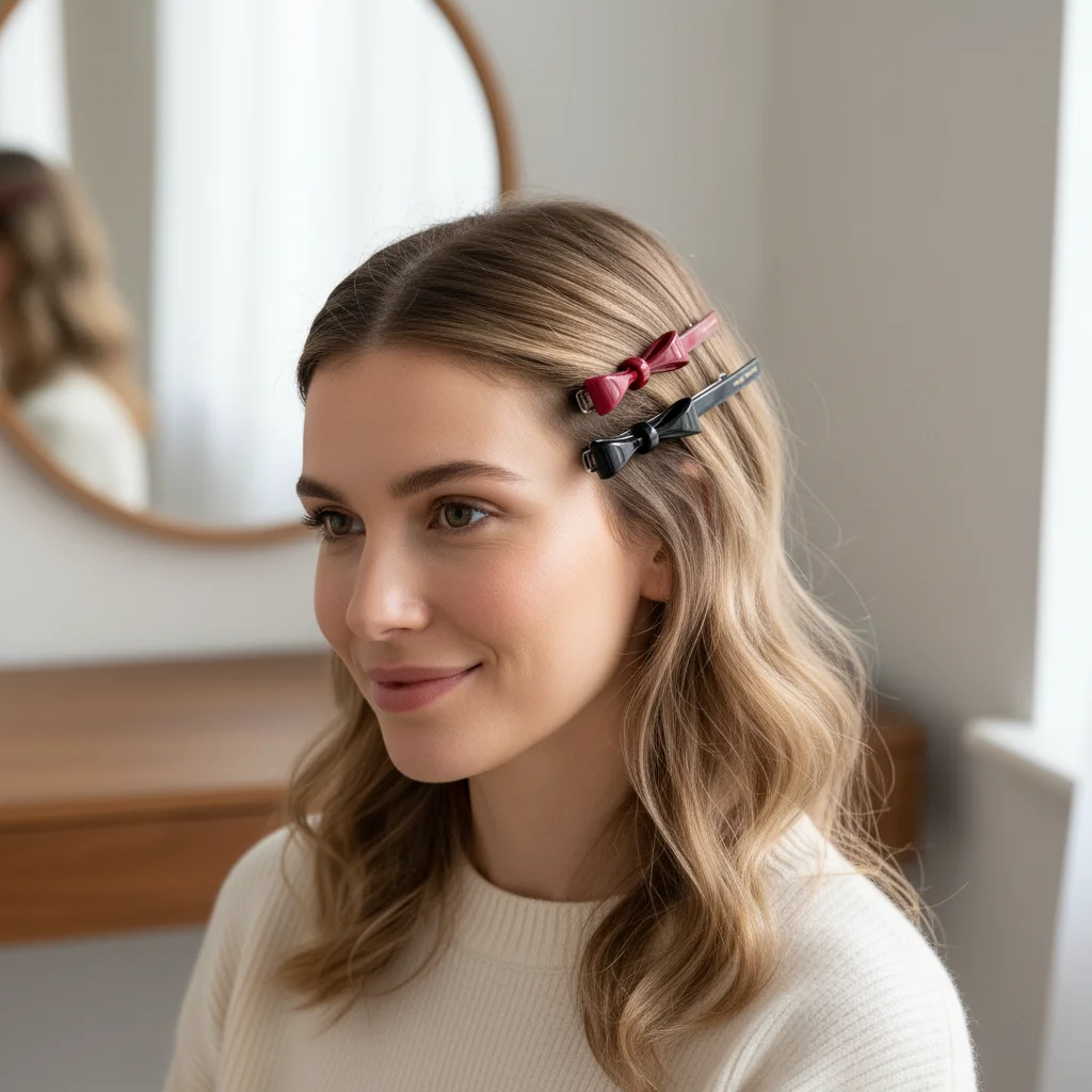 

High Quality Retro Bow Hair Clip Korean Style Slender Barrettes Spring Clip for Women
