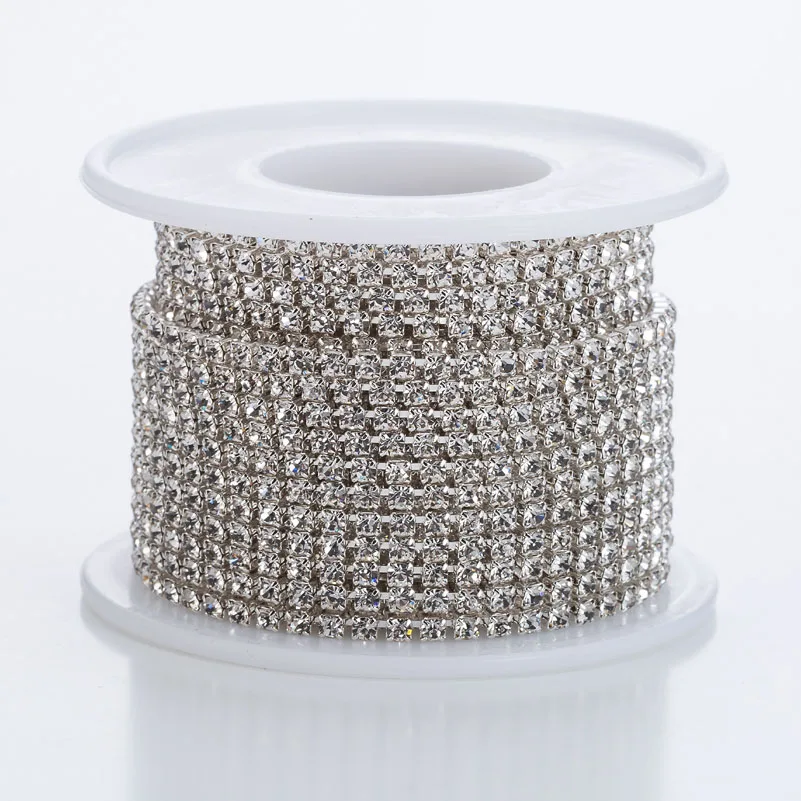 10yards/roll SS6 SS8 Crystal Metal Rhinestone Banding Gold Silver With AB Jewelry Making Rhinestone Cup Chain