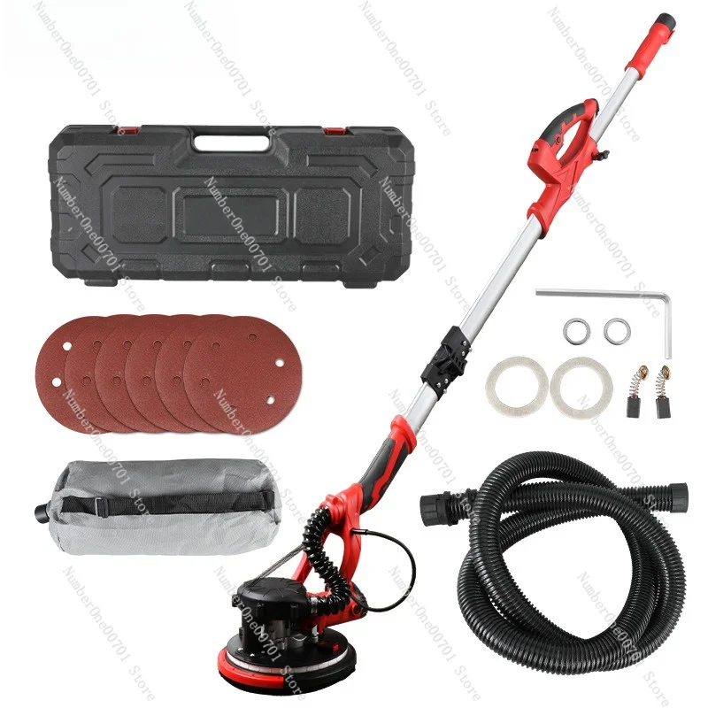 110/220V Wall Sander, Drywall Grinder with Self-Vacuum & Extension Pole, Electric Plaster Polisher for Ceiling, Dust Collection