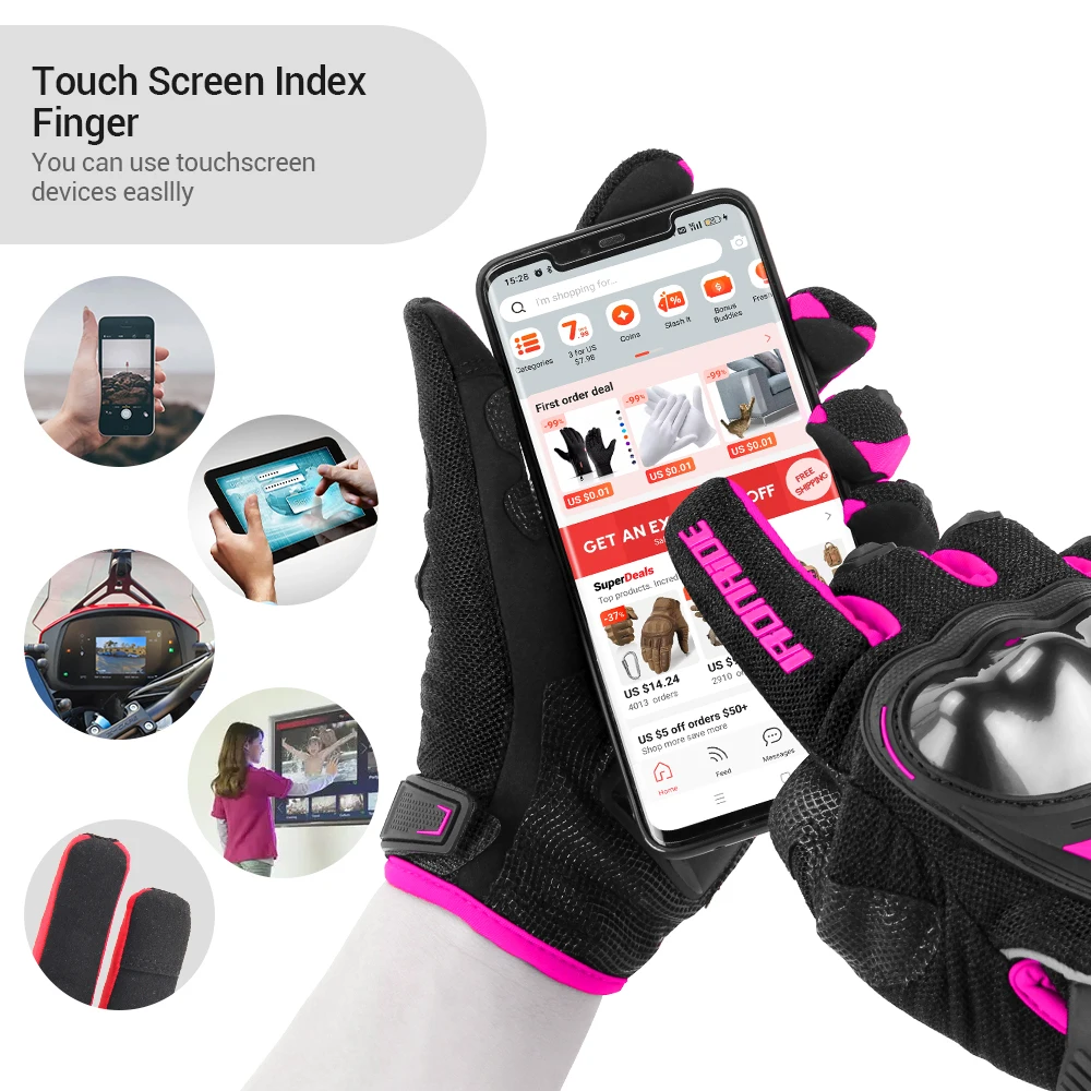 Motorcycle Gloves Men Wearable Moto Motocross Motorbike Breath Mesh Touch Screen Racing Motorbike Biker Protective Gears Glove