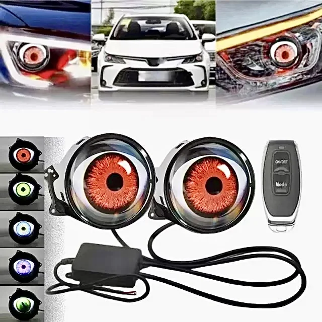 

Motorcycle LED Angel Eyes 3D Lens Fog Lamp 6/33modes Remote Control Auxiliary Headlamp Devil Eyes Motorcycle Decorative Light