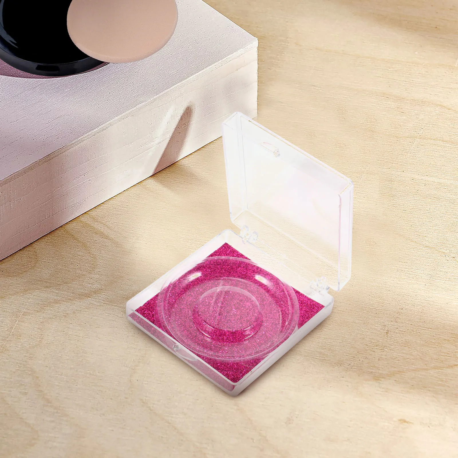 

8pcs Plastic Eyelash Storage Box False Lash Holder Organizer With Glitter Bottom Cards Lightweight Travel Lash Case For Easy