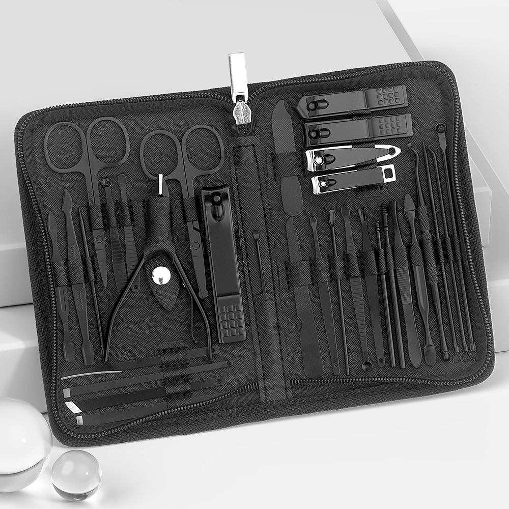 Set di strumenti per manicure 32 pezzi, pinze per cuticole e kit taglierina, kit professionale per pedicure tagliaunghie, strumenti per nail art, acciaio inossidabile
