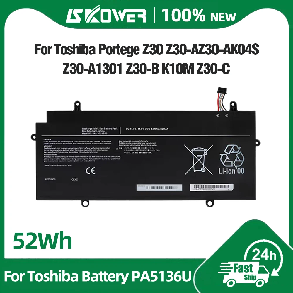 Nueva batería de ordenador portátil de 52Wh PA5136U-1BRS para Toshiba Portege Z30 Z30-A Z30-B K10M Z30-A1301 Z30-AK01S Z30-AK22S Z30-AK32S Z30-C