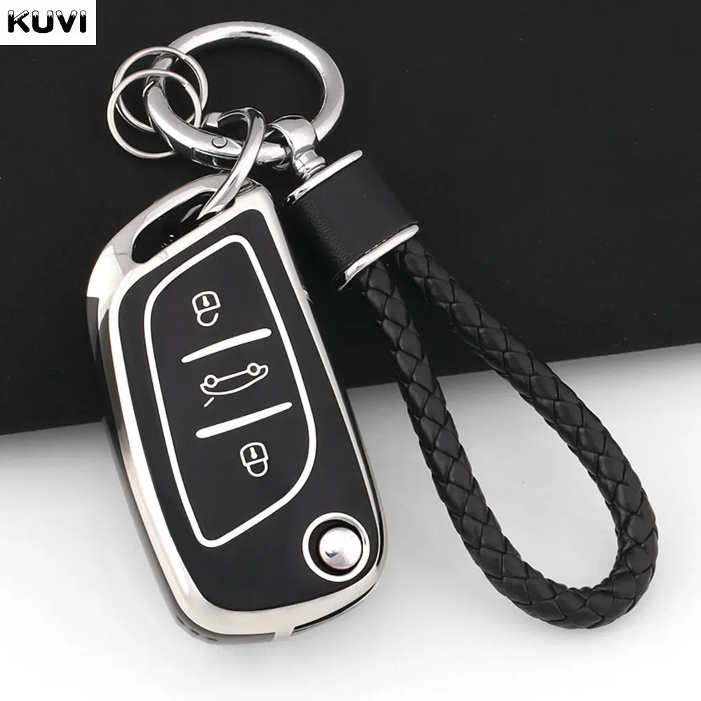 Para Citroen C1 C2 C3 C4 C5 XSARA PICA para Peugeot 306 407 807 para DS DS3 DS4 DS5 DS6 TPU funda para llave remota de coche bolsa Fob
