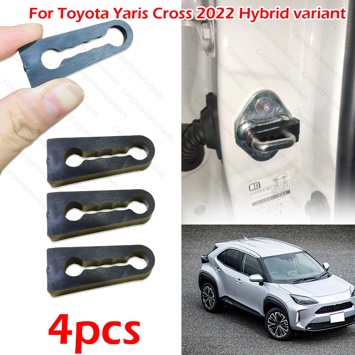 

4pc Car Sound Deadener Damper Door Lock Buffer Deadening Damping For Toyota Yaris Cross 2022 Hybrid variant Car replacement part
