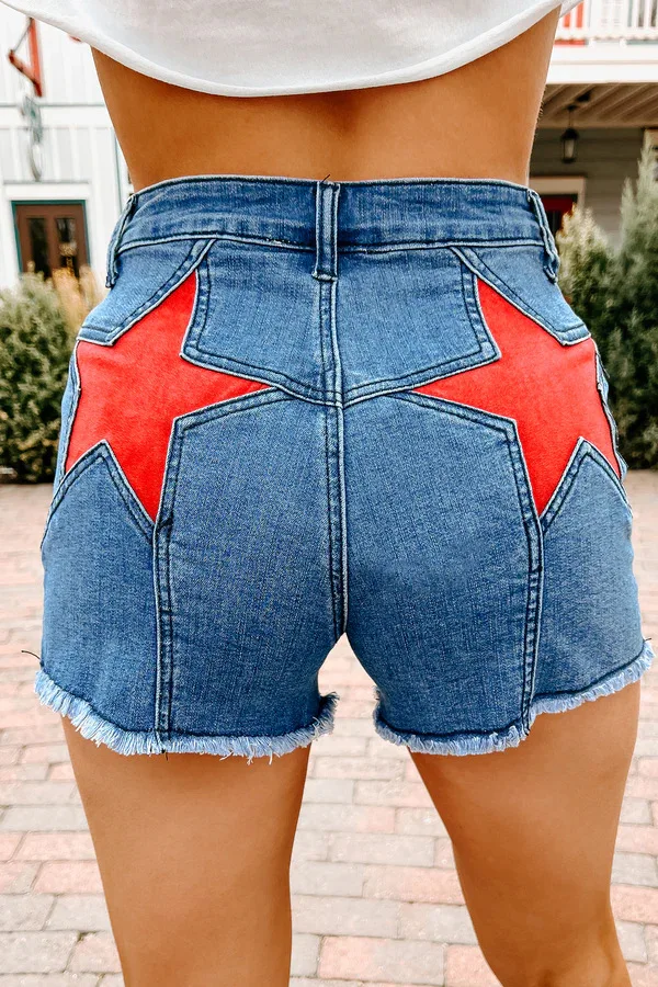 

Джинсовые шорты женские джинсы с пентаграммой в стиле пэчворк потертые потертые карманы со средней талией узкая уличная одежда летние прямые короткие брюки