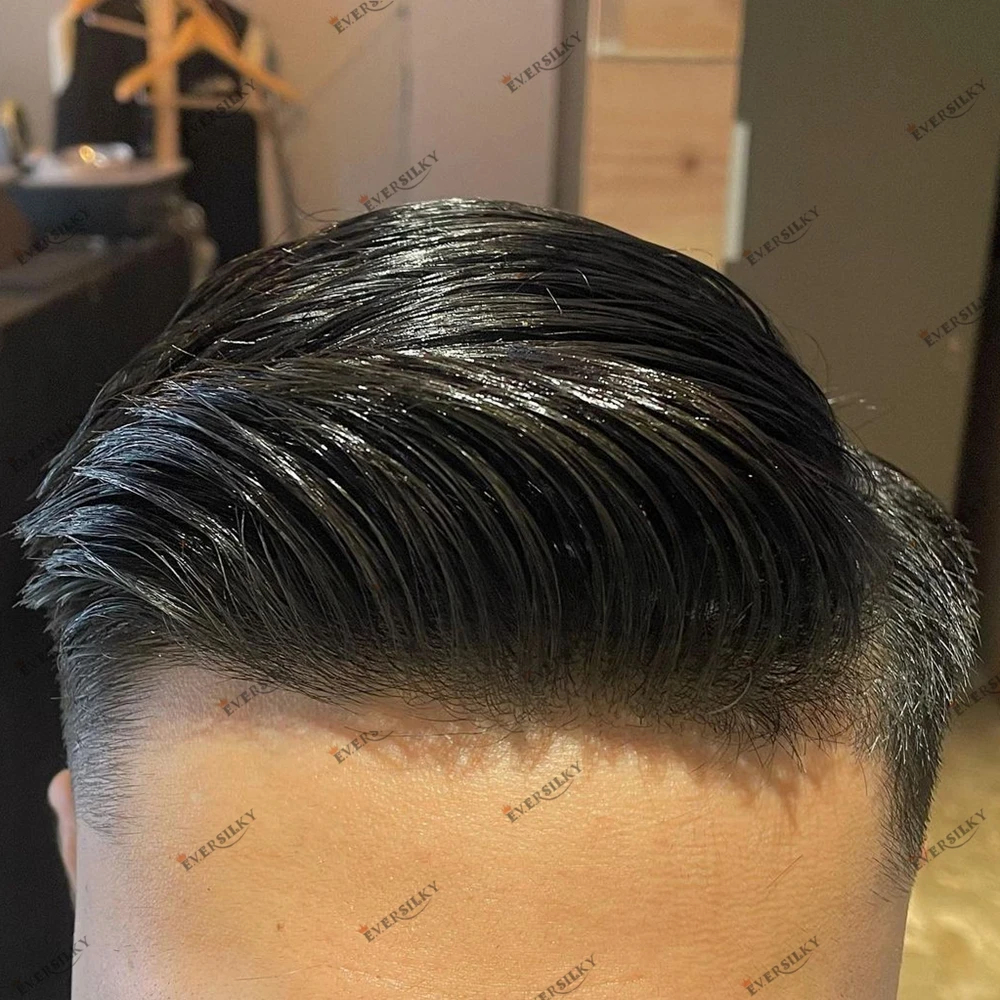 شعر بشري للرجال أرخص قاعدة الجلد 0.1 ملم حقن استبدال الشعر المستعار للصلع أشقر بني # 4 # 6 باروكات رجالية أوروبية #4