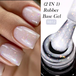 LILYCUTE 7ml Crystal Rubber Base Gel Nail Polish Natural Color Foil Effect Semi Permanent UV Gel Soak Off Self Leveling Nail Gel