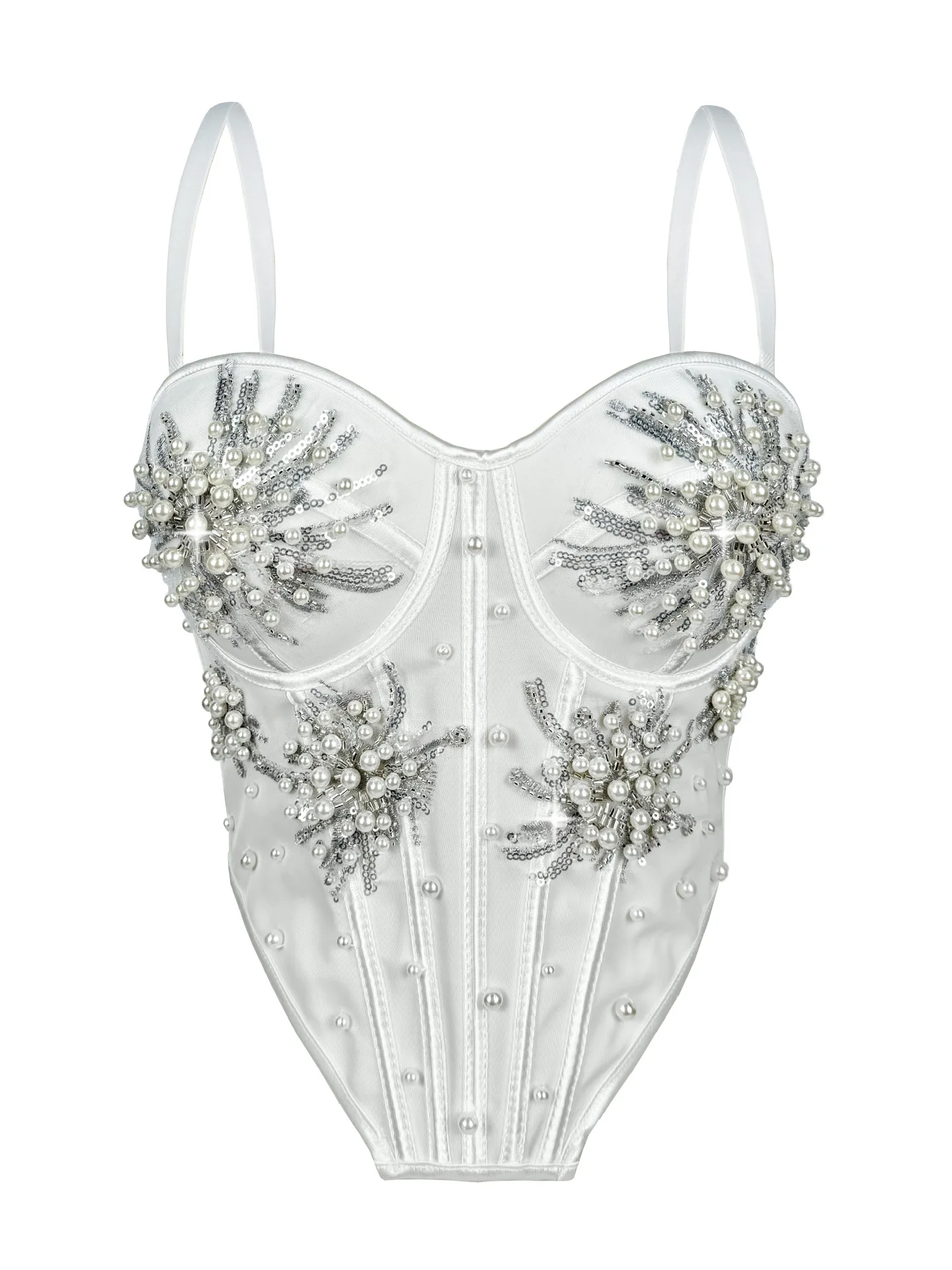Women Christmas New Year Pearl Sequin Fishbone Corset Sling Top Sexy Lingerie Fashion Corsets Party Clubwear Bustier Summer Vest