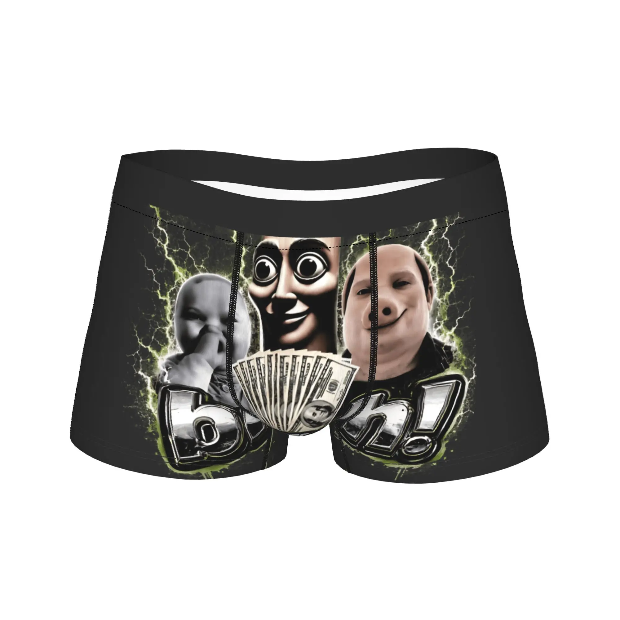 Tung Sahur John Pork Ai Baby Meme Underwear  Men Shorts Briefs Elastic Boxer Shorts Trenky Pattern Plus Size Panties