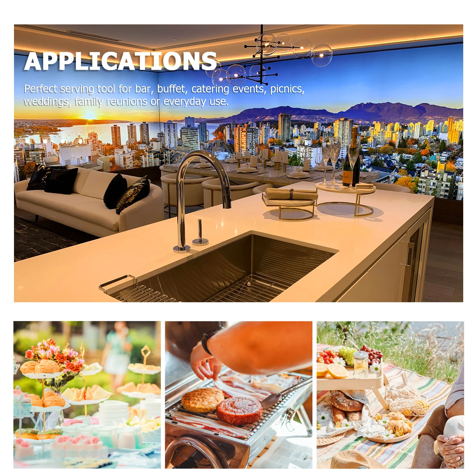 

Zinc Alloy Bbq Tong Multi-Functional Food Tongs for Steaks Bread Salads Desserts Heat-Resistant Anti-Skid Kitchen Gadget