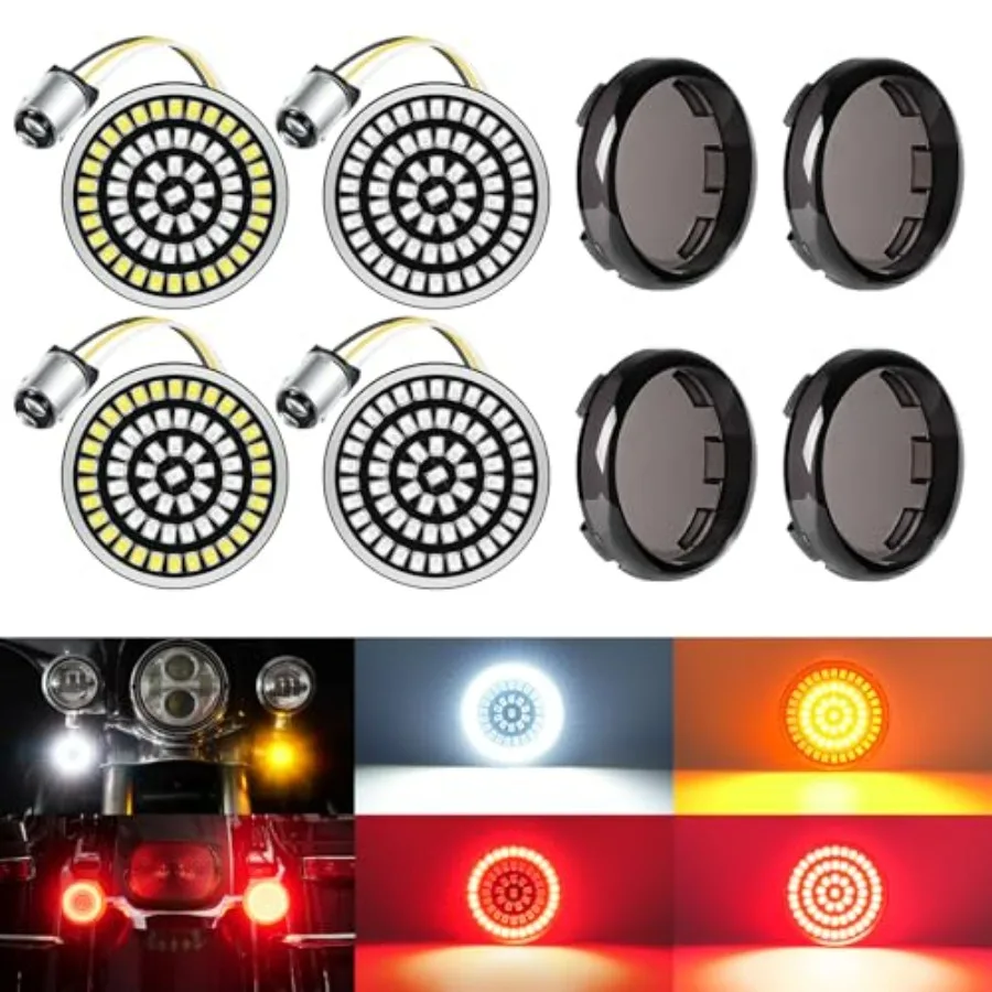 

New 1157 LED Turn Signals Super Bright 60 LED Front Rear Lights Lens Kit Compatible for Harley Davidson Street Glide Road Glide