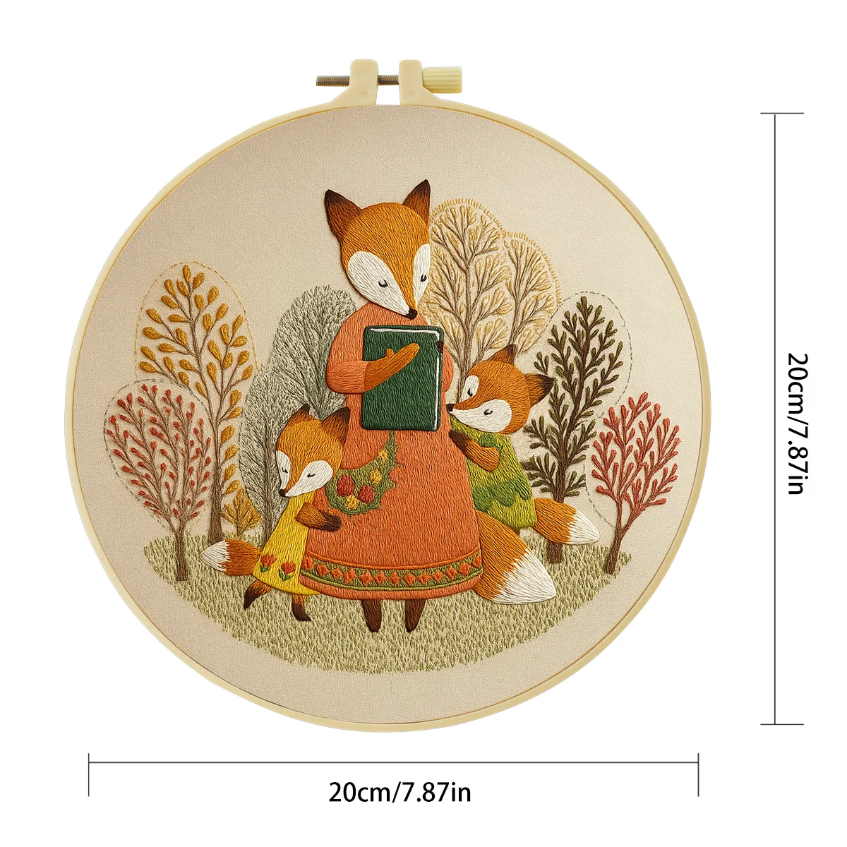 1 Stück 20X20CM/15X15CM 7,87/6,3 Zoll Fuchs-Stickerei-Starter-Kit DIY-Kit DIY-Stickerei-Set für Anfänger Nähkunst – Detail 3