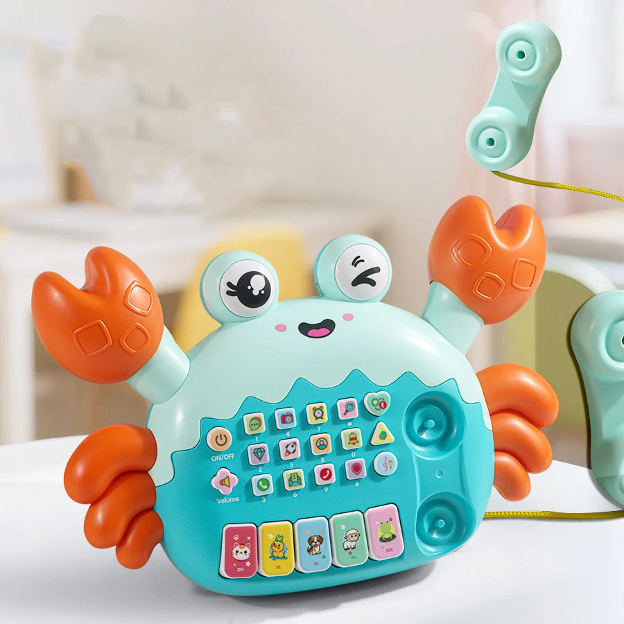 Maszyna Edukacyjna Krab Opowiadający Historie Telefon Symulacyjny dla Dzieci Wielofunkcyjna Zabawka Muzyczna do Wczesnej Nauki Prezent Urodzinowy