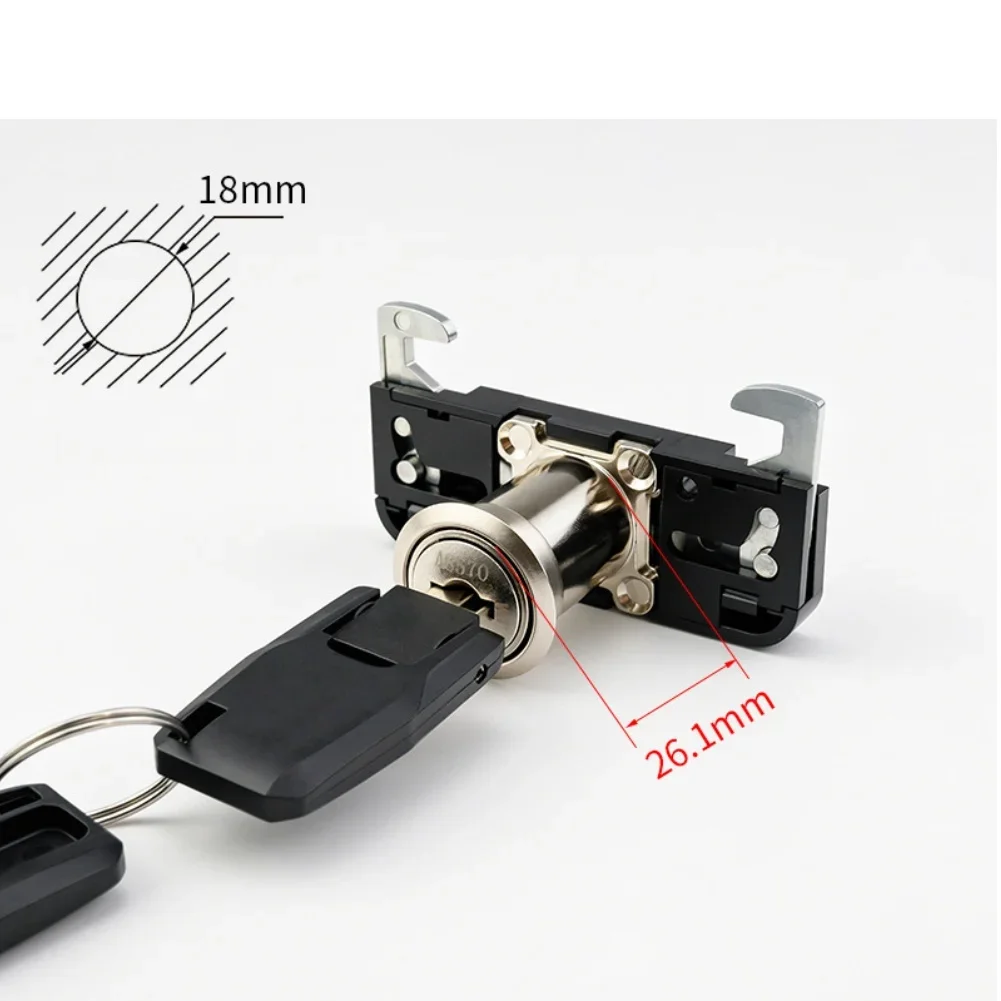 Double Hook Rolling Door Lock For Office For File Cabinets With ABS Housing Zinc Alloy Core And Folding Key Mechanism