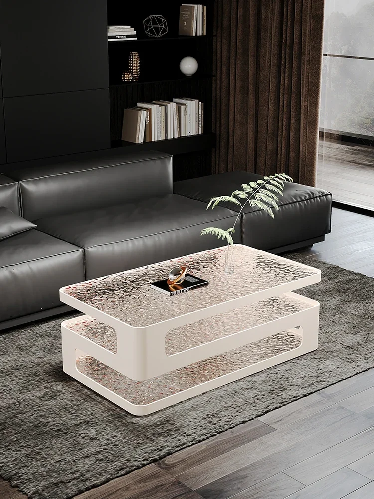 Italian rectangular coffee table tempered glass living room home simple modern coffee table light luxury minimalist 2023 new.