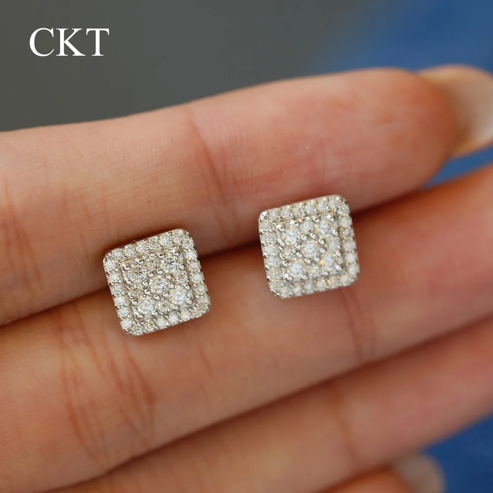 CKT D اللون الماس خمر الأزهار 18 كيلو الذهب مويسانيتي وأقراط العتيقة تخريمية الرجعية غرامة مجوهرات للنساء