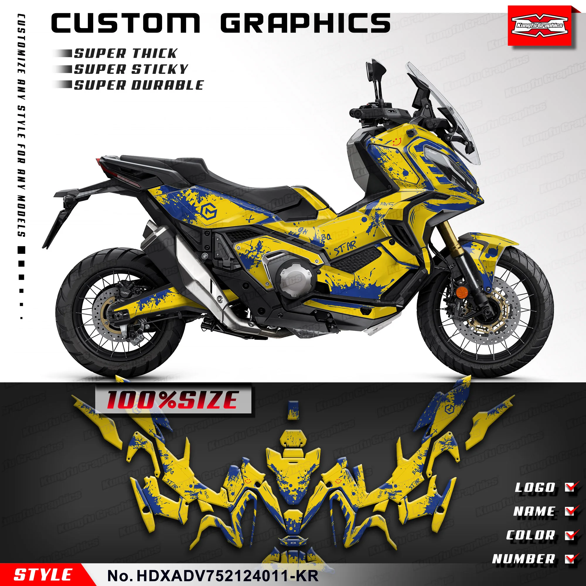 

KUNGFU GRAPHICS Stickers Complete Wrap Design for Honda X-ADV 750 X ADV 2021 2022 2023 2024, Protector, HDXADV752124011-KR