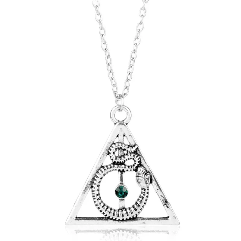 Harried Potter Deathly Hallows Snake Pendant Necklace Horcrux Nagini Crystal Choker Slytherin Chain For Women Girls Jewelry Gift