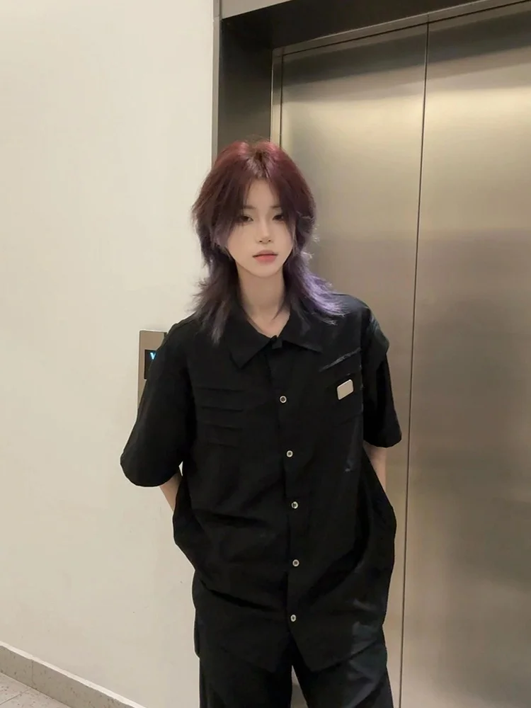 

Bla Ice Silk ort Sve irt Men's Summer Casual Design High-End Feeling Cool Haome Trendy Brand Lightweight Breathable