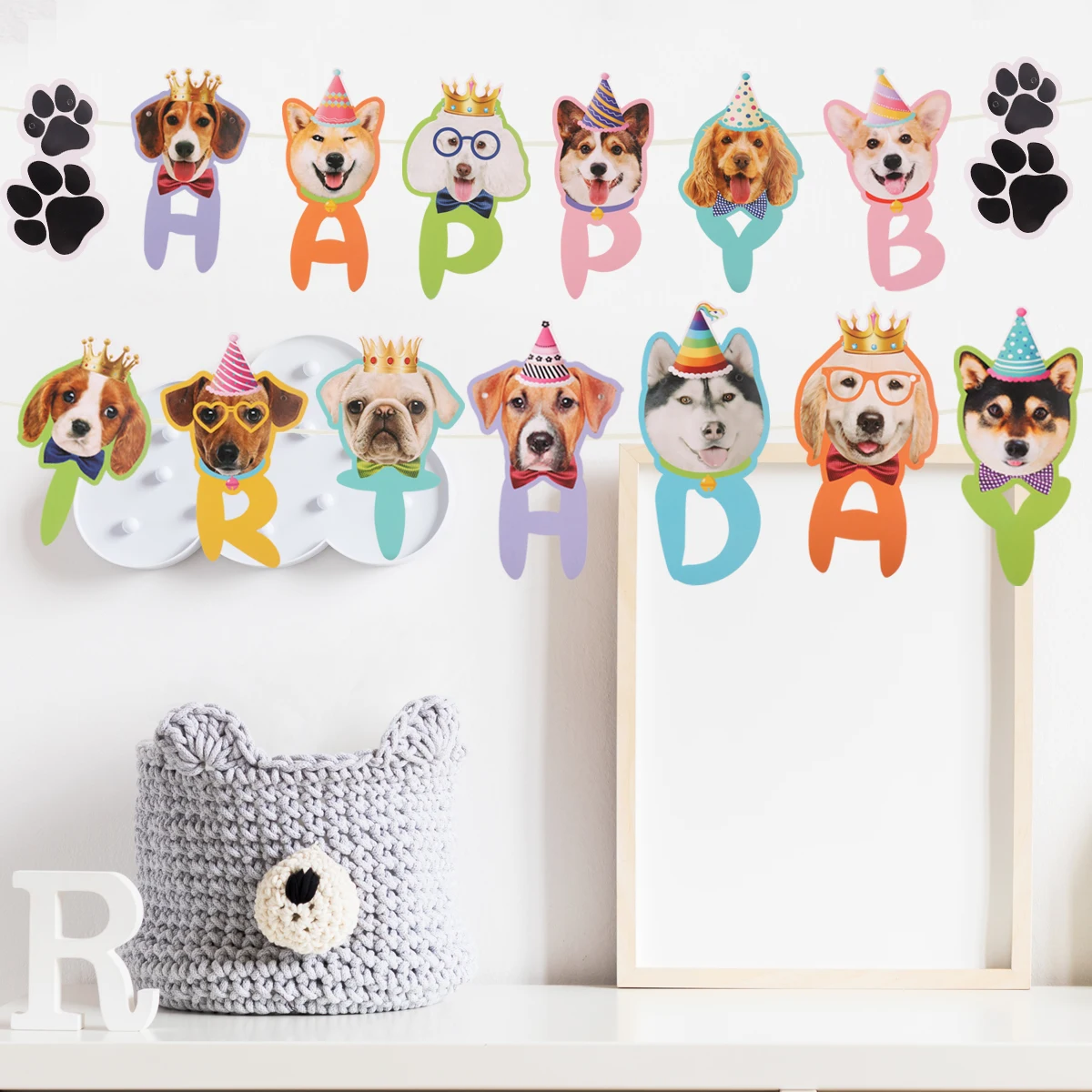 Cat Party Hanging Banner Cupcake Toppers Pet Birthday Decoration Cute Dog Cake Topper Cat and Dog Theme birthday Supplies - view 6