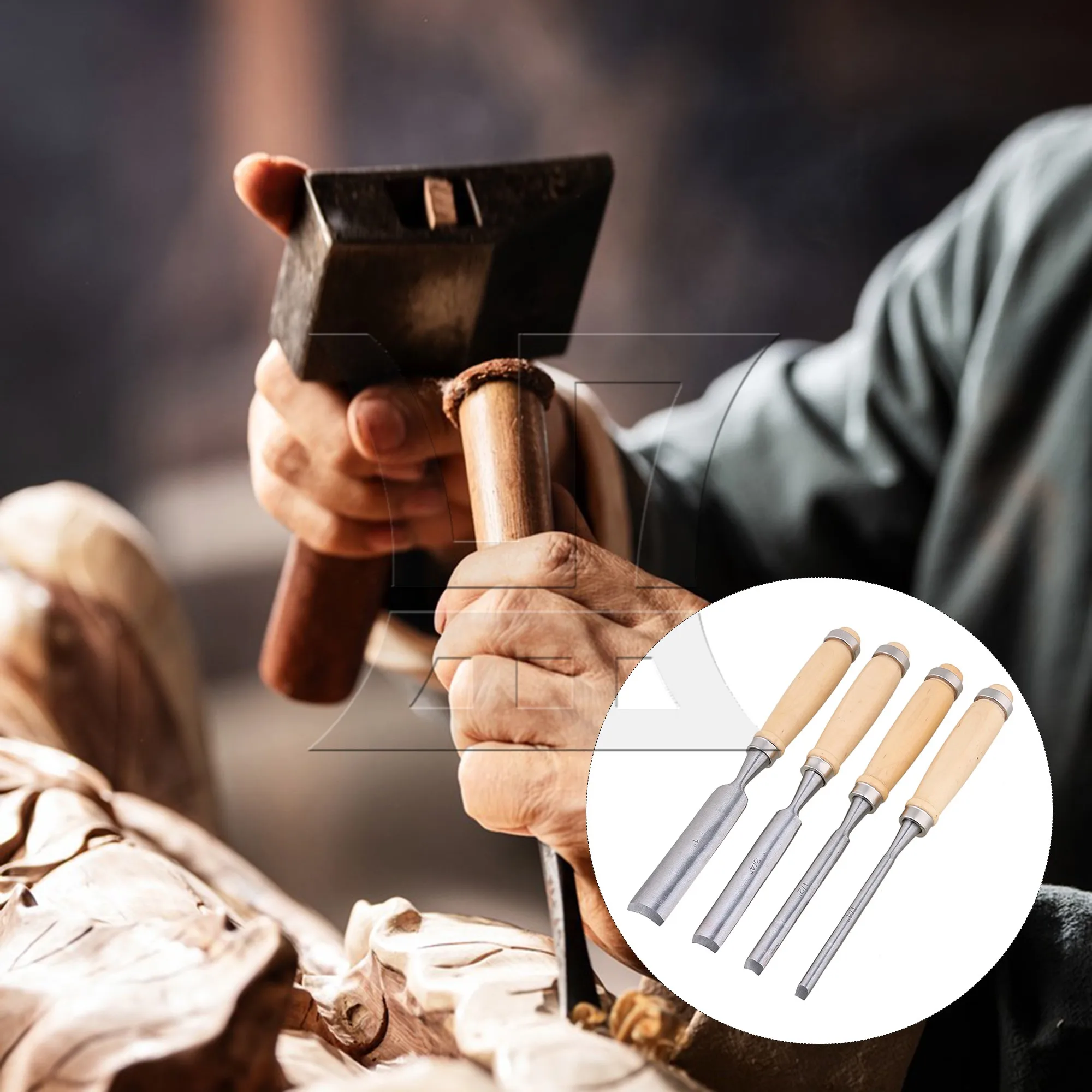 

BQLZR 60pcs Semicircle Chisel Chisel Width 22mm 15mm 12mm 7mm for Wood Sculpture