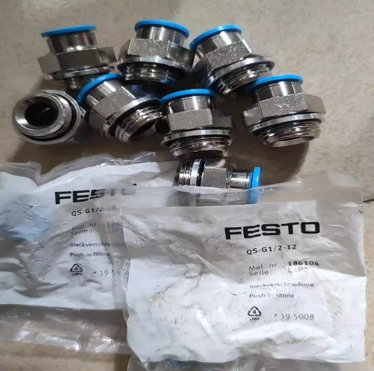 ขั้วต่อ Festo ของแท้ใหม่10ชิ้น186104-QS-G1/2-12 186105-QS-G1/2-16