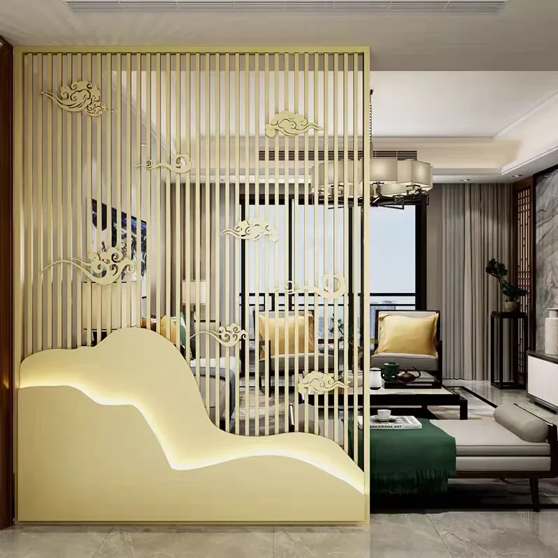 Modern Stainless Steel Screen / Room New Chinese Luxury Hollow Partition