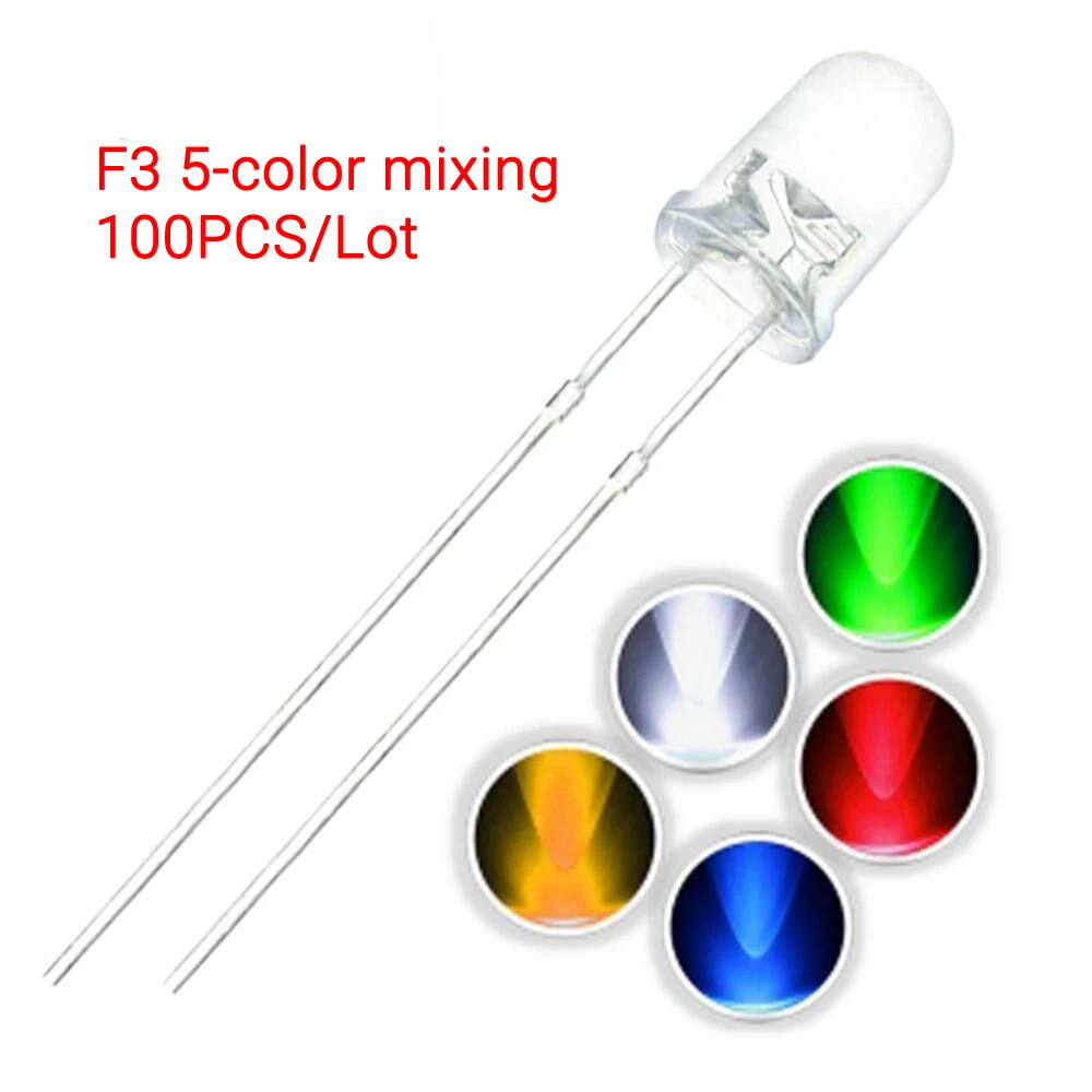 F3 10 Colors 3MM Round LED Light Diode Green/Yellow/Blue/White/Red/Warm White/Orange/Purple/Pink/Yellow Green LED Kit