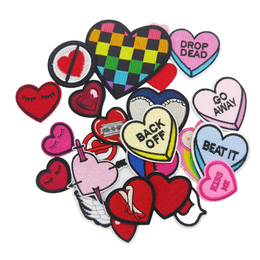 Fabric Embroidered Sewing Fusible Iron On Transfers Patches For Clothing  Thermo Stickers Applique Heart Funny DIY Stitch Stuff