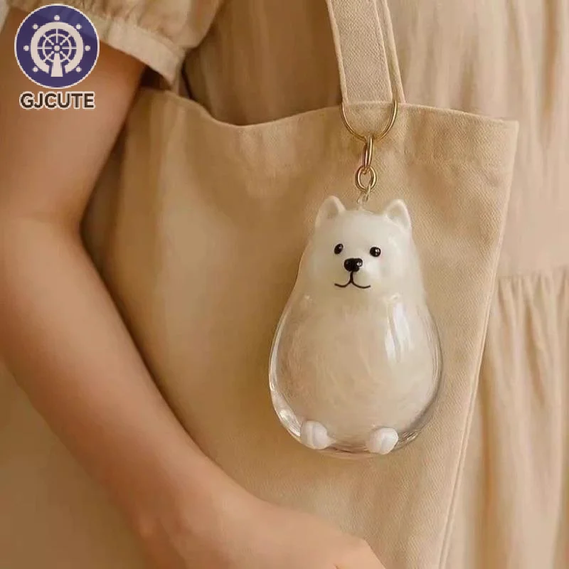 Cute Dog Shaped Keychain Bag Charm With Transparent Acrylic Case Fluffy Interior Fits Handbags Backpacks Gift For Dog Lovers