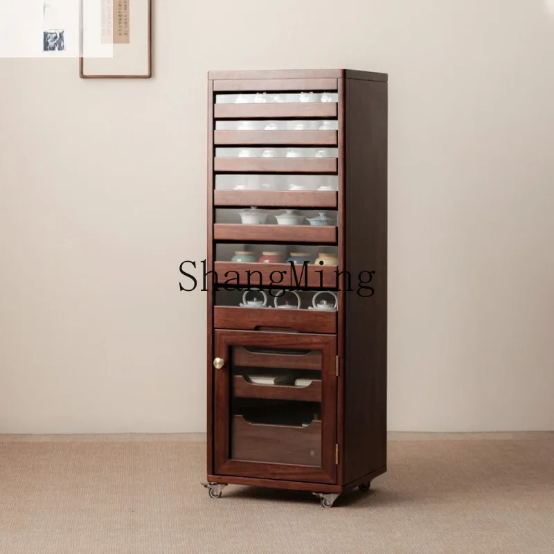 

CL New Chinese Style Solid Wood Storage Cabinet for Tea, Tea Cake, Jewelry Display, Multi-layer Storage Cabinet for Living Room