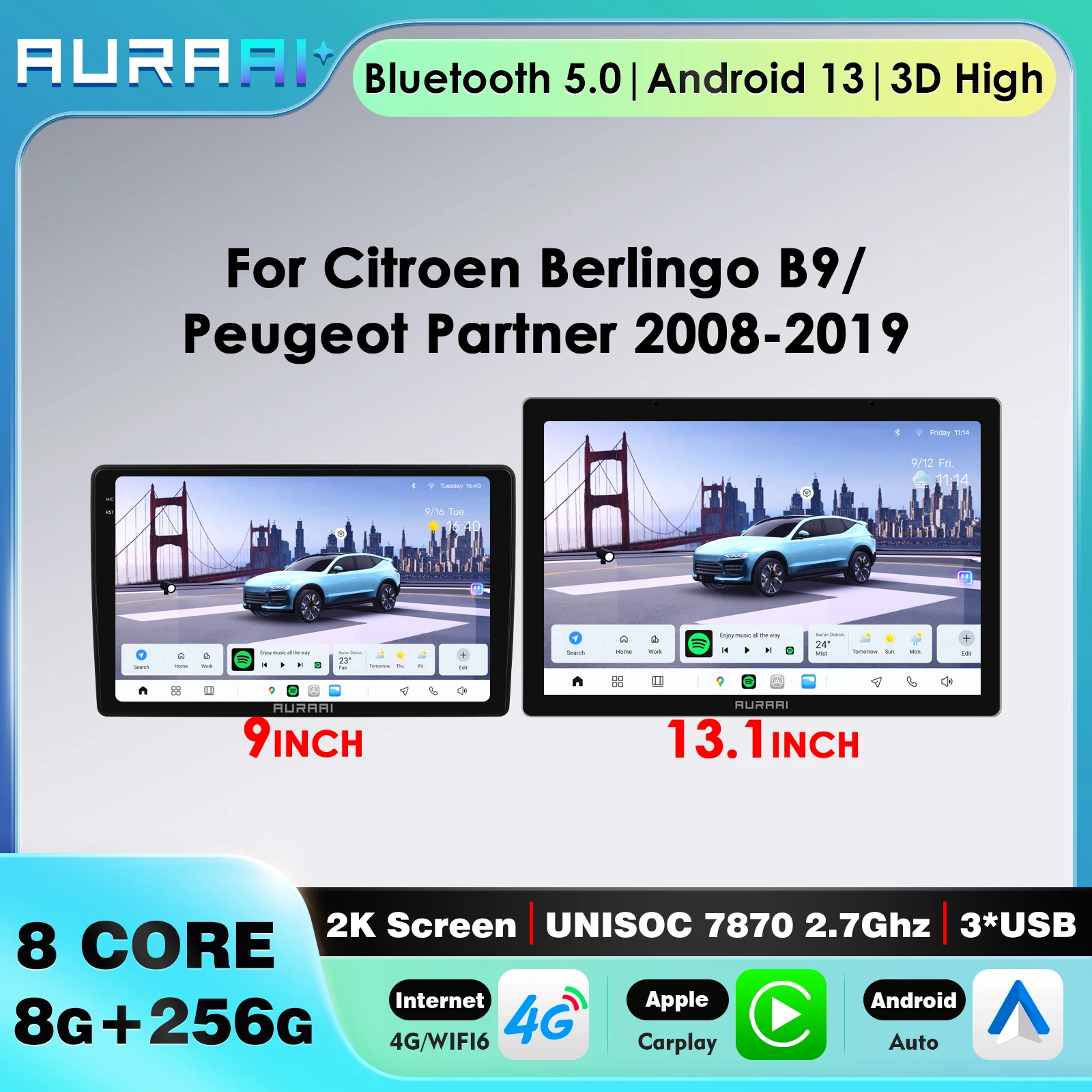 

Автомобильный мультимедийный видеоплеер для Citroen Berlingo B9 Peugeot Partner 2008-2019 Android авторадио Carplay GPS умный экран GPS
