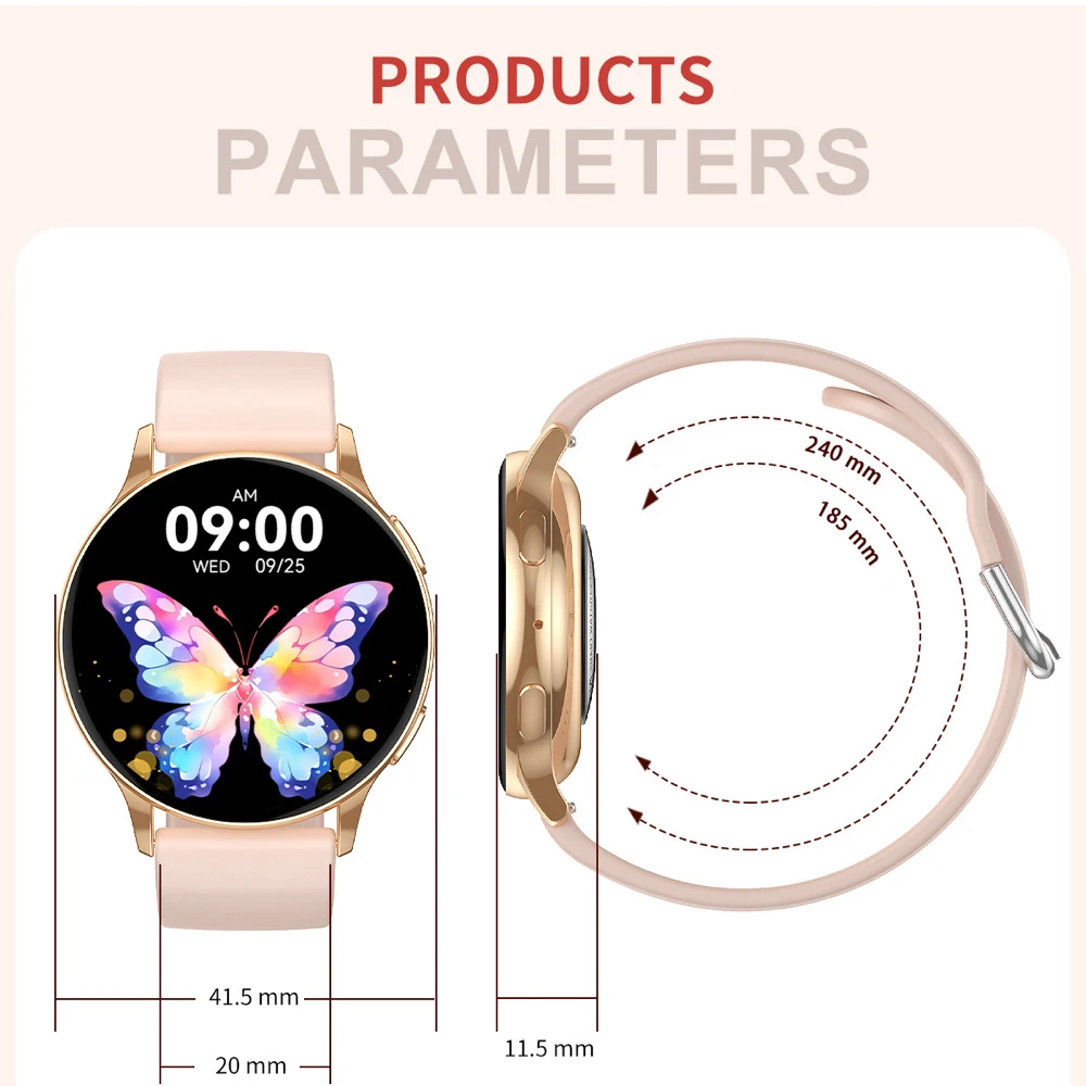 1.32" AMOLED Screen Women Blue Tooth Call Smartwatch Heart Rate Information Reminder NFC Voice Assistant Lady Smartwatch Health