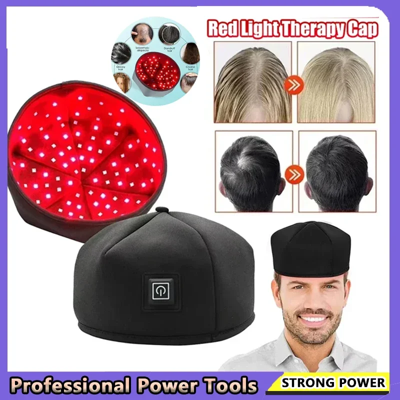 

2025 Новая шапочка для терапии красным светом, лазерная 660 нм 830 нм, красная инфракрасная шапка для восстановления роста волос, лечение выпадения волос, шлем, массажер для кожи головы