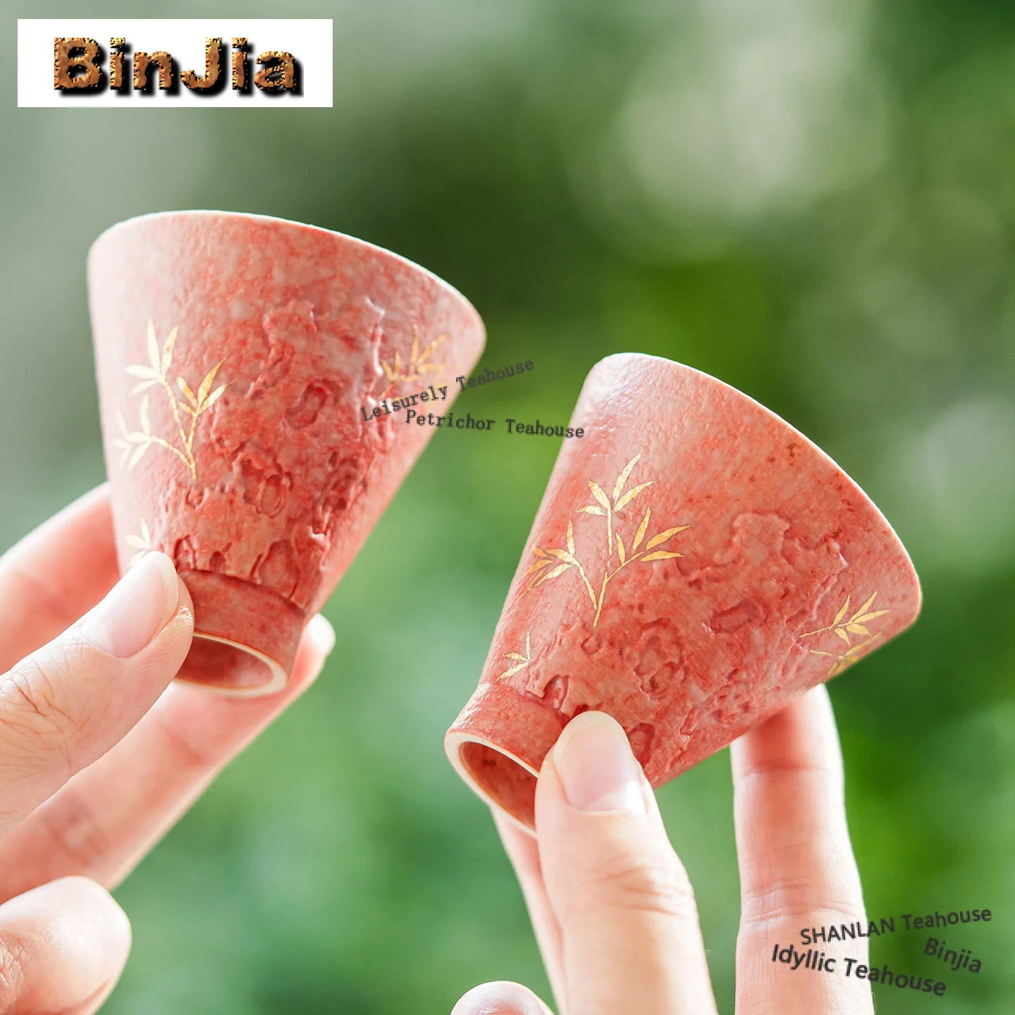 

Чайная чашка из камня Тайху, 35 мл, цвет сакуры, бамбуковый дизайн, для дзен-ча, для дегустации и ароматизации, мастер-чашка Цзяньчжань, для ча-церемонии