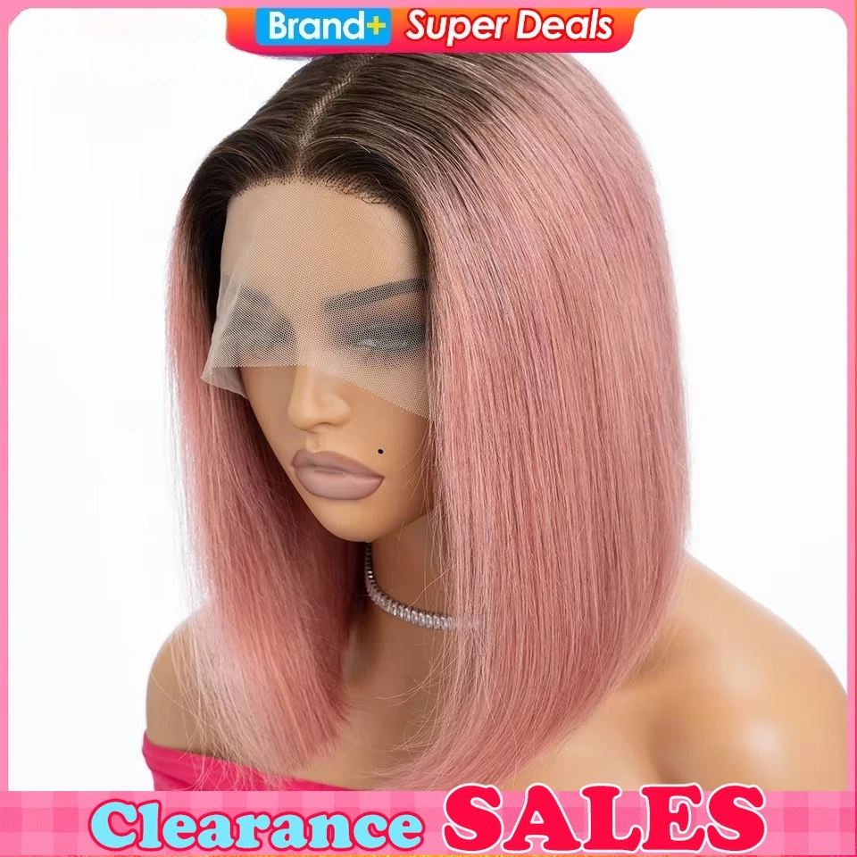 

Распродажа Ombre Розовый Боб Т-образный Парик Шнурка Прямой Боб Человеческие Волосы Парики Фронта Шнурка Предварительно Сорванные Блондинка Прямые Парики Фронта Шнурка