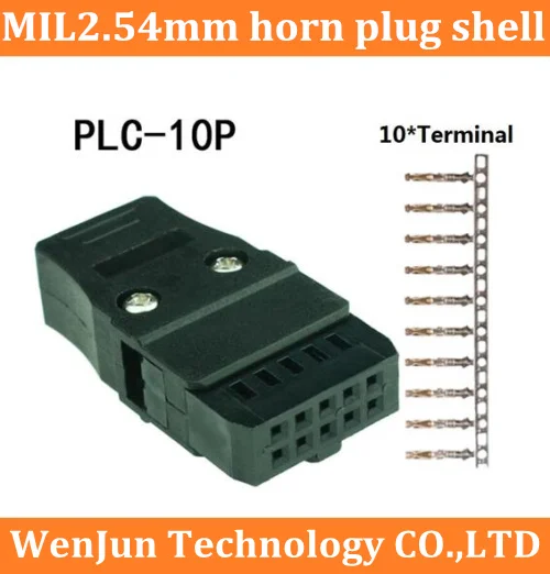 

Free Shipping PLC Connector cable horn plug shell MIL2.54mm connector PLC-10P/20P/34P/40P/50P Socket with terminal pin