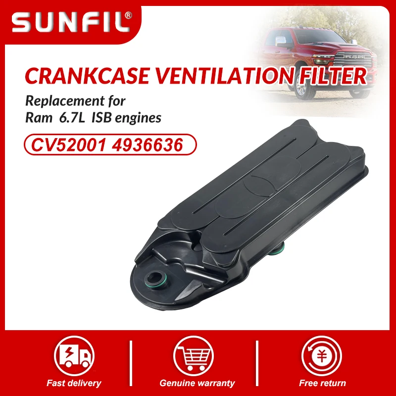 

CV52001 4936636 68002433AC Crankcase Ventilation Filter Replacement for Ram 2500 3500 4500 5500 6.7L 2007.5-2023 ISB engines