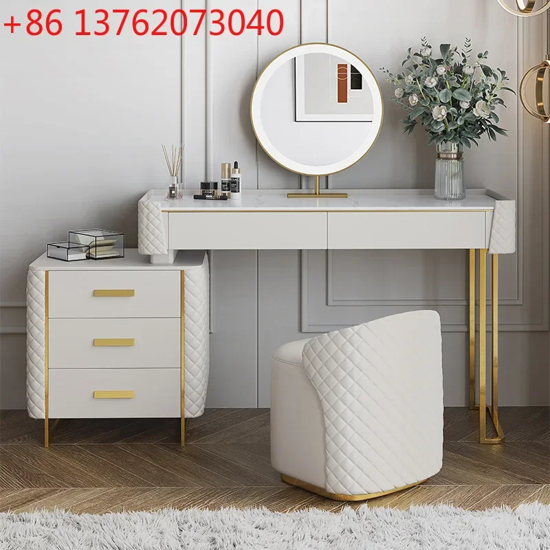 

Light luxury dresser bedroom storage cabinet integrated modern rock slab table makeup table